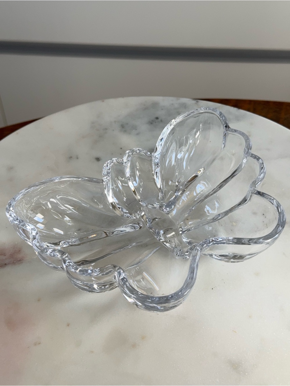 Vintage Style Clear Glass Butterfly Trinket Dish Catchall Bowl